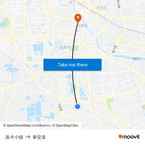 洛卡小镇 to 泰安道 map