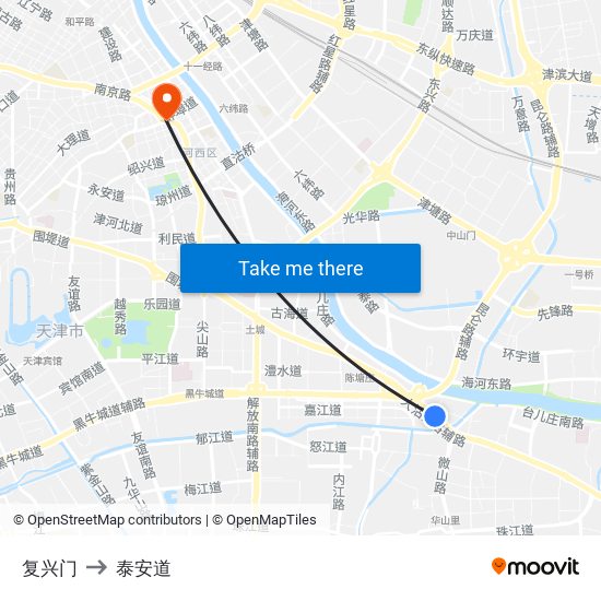 复兴门 to 泰安道 map