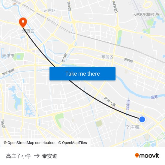 高庄子小学 to 泰安道 map