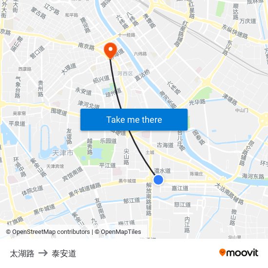 太湖路 to 泰安道 map