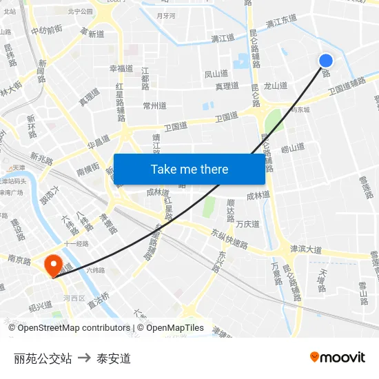 丽苑公交站 to 泰安道 map