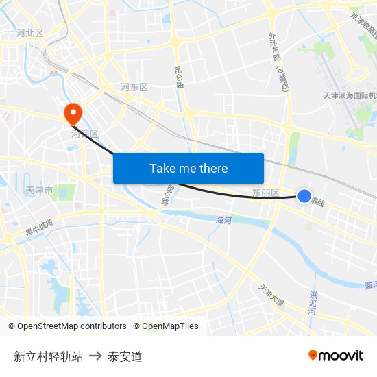 新立村轻轨站 to 泰安道 map