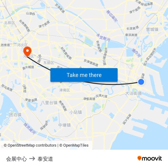 会展中心 to 泰安道 map