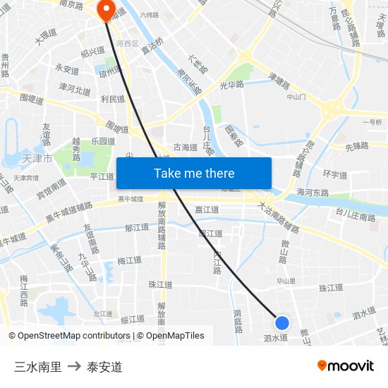 三水南里 to 泰安道 map