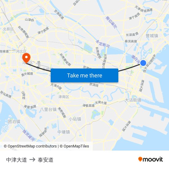 中津大道 to 泰安道 map