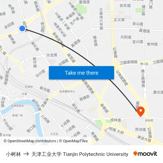 小树林 to 天津工业大学 Tianjin Polytechnic University map