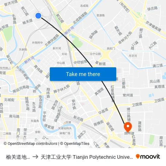 榆关道地道 to 天津工业大学 Tianjin Polytechnic University map