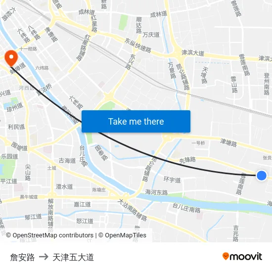 詹安路 to 天津五大道 map