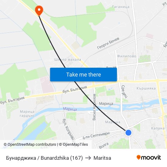Бунарджика / Bunardzhika (167) to Maritsa map