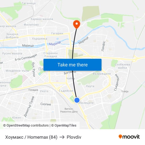 Хоумакс / Homemax (84) to Plovdiv map