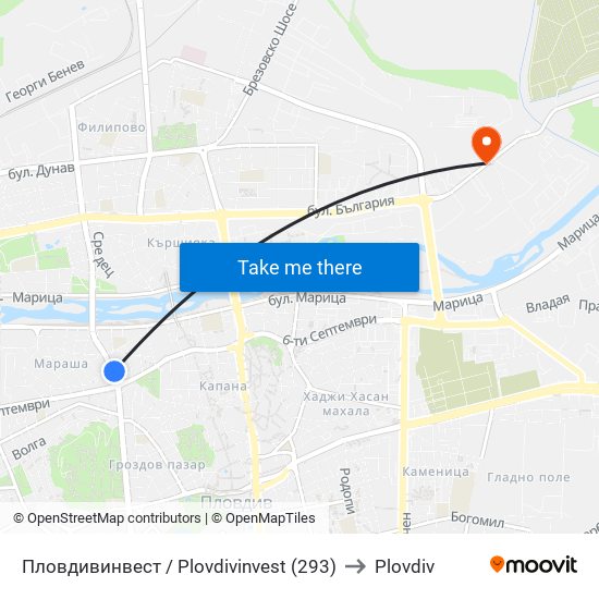 Пловдивинвест / Plovdivinvest (293) to Plovdiv map