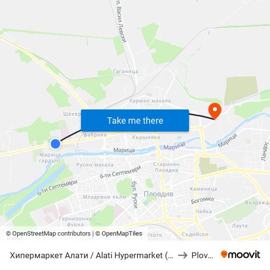 Хипермаркет Алати / Alati Hypermarket (426) to Plovdiv map