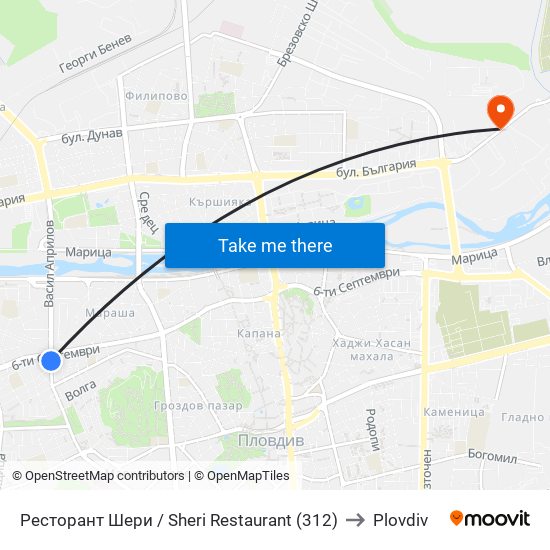 Ресторант Шери / Sheri Restaurant (312) to Plovdiv map