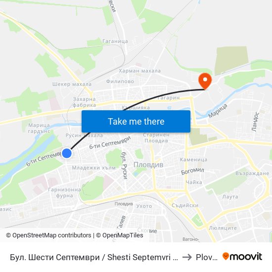 Бул. Шести Септември / Shesti Septemvri Blvd. (240) to Plovdiv map