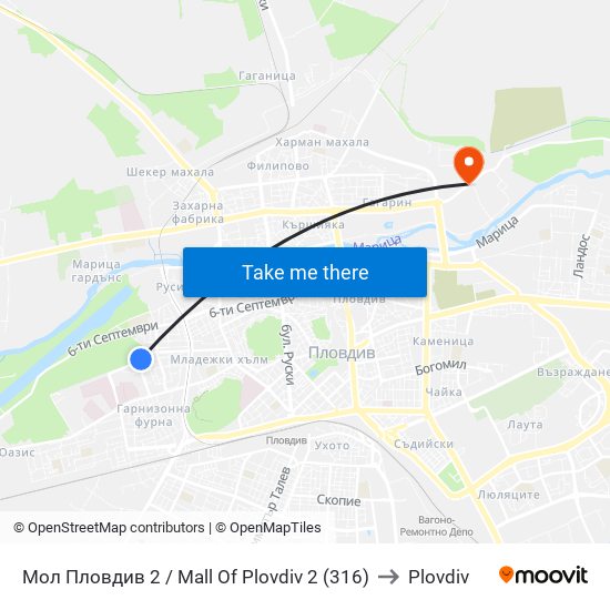 Мол Пловдив 2 / Mall Of Plovdiv 2 (316) to Plovdiv map