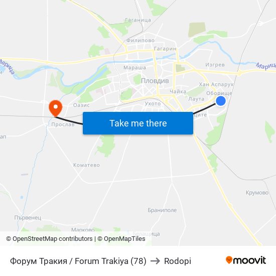 Форум Тракия / Forum Trakiya (78) to Rodopi map