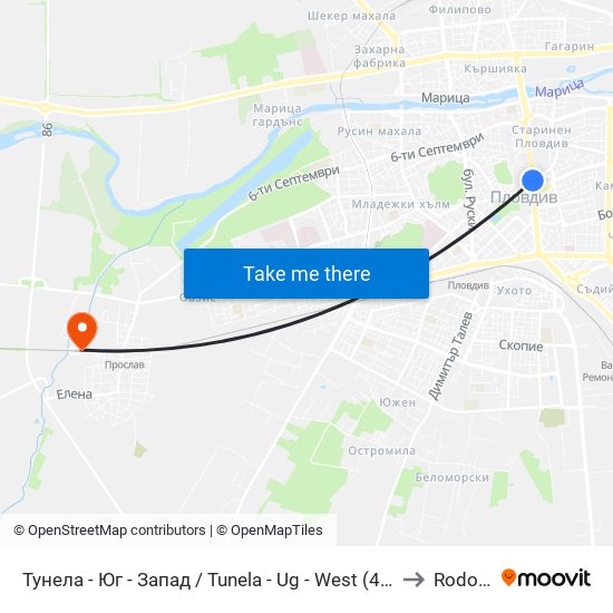 Тунела - Юг - Запад / Tunela - Ug - West (46) to Rodopi map