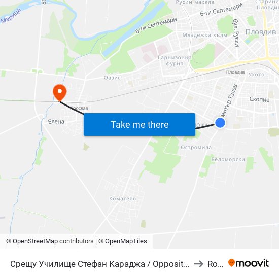 Срещу Училище Стефан Караджа / Opposite Stefan Karadzha School (38) to Rodopi map