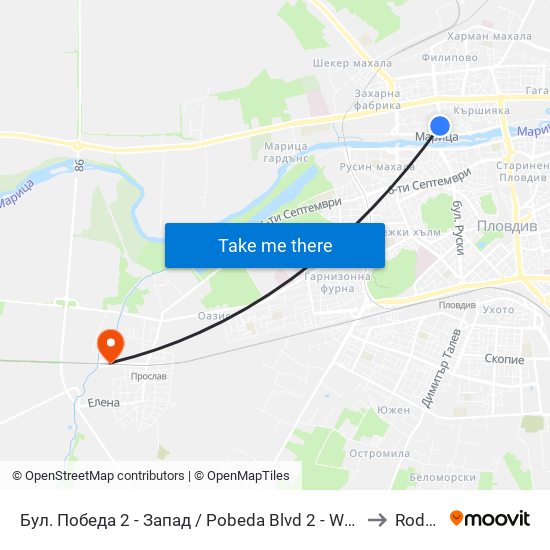 Бул. Победа 2 - Запад / Pobeda Blvd 2 - West (273) to Rodopi map