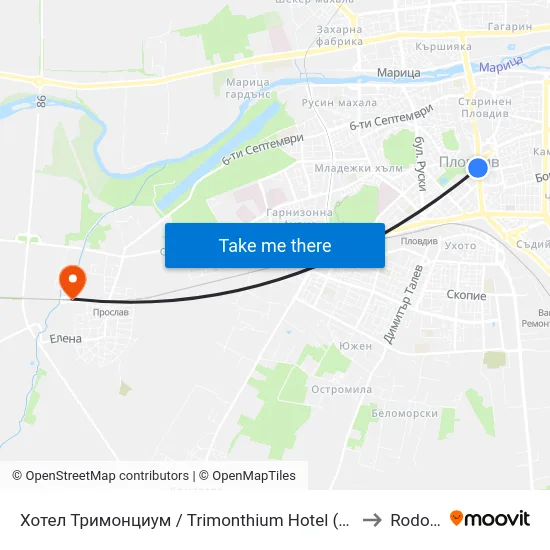Хотел Тримонциум / Trimonthium Hotel (12) to Rodopi map