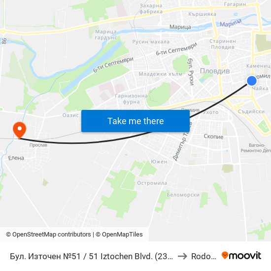 Бул. Източен №51 / 51 Iztochen Blvd. (232) to Rodopi map
