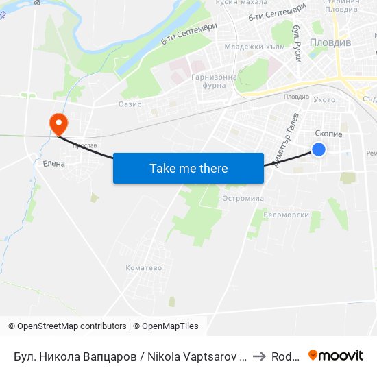 Бул. Никола Вапцаров / Nikola Vaptsarov Blvd. (68) to Rodopi map