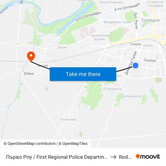Първо Рпу / First Regional Police Department (60) to Rodopi map