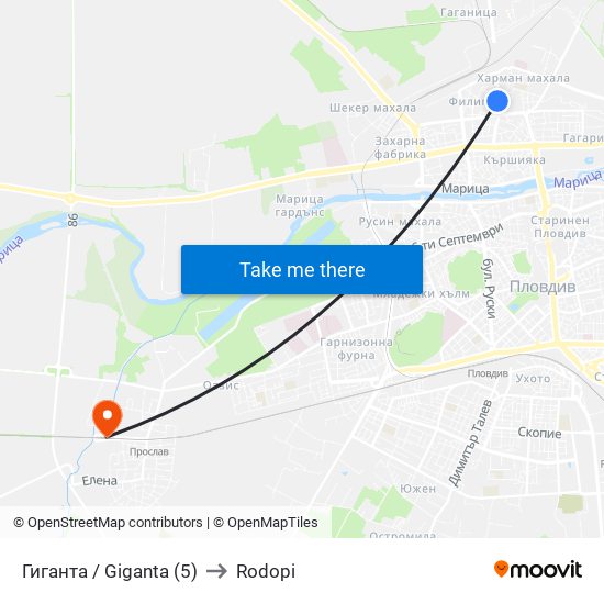 Гиганта / Giganta (5) to Rodopi map