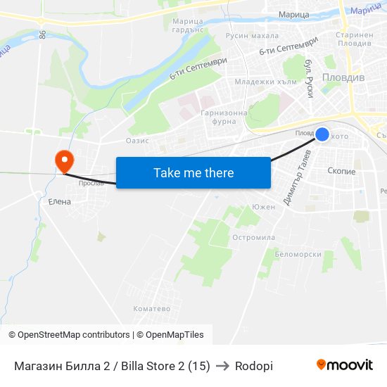 Магазин Билла 2 / Billa Store 2 (15) to Rodopi map
