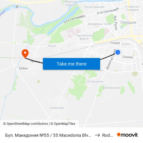 Бул. Македония №55 / 55 Macedonia Blvd. (41) to Rodopi map