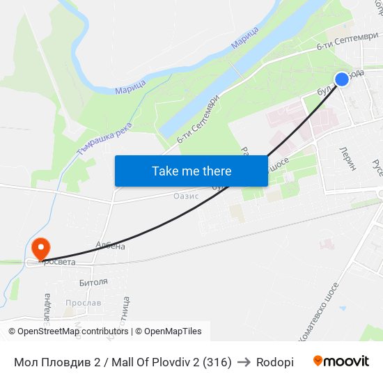 Мол Пловдив 2 / Mall Of Plovdiv 2 (316) to Rodopi map