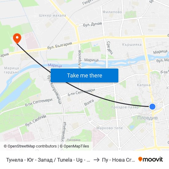 Тунела - Юг - Запад / Tunela - Ug - West (46) to Пу - Нова Сграда map