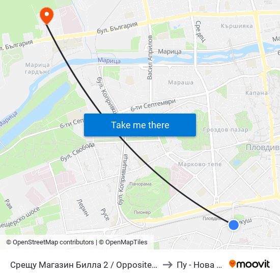 Срещу Магазин Билла 2 / Opposite Billa Store 2 (42) to Пу - Нова Сграда map