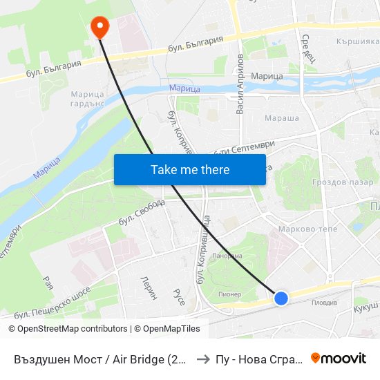 Въздушен Мост / Air Bridge (204) to Пу - Нова Сграда map