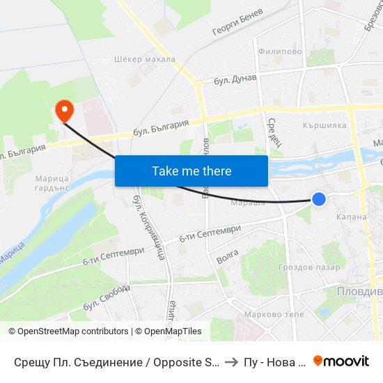 Срещу Пл. Съединение / Opposite Saedinenie Sq. (118) to Пу - Нова Сграда map