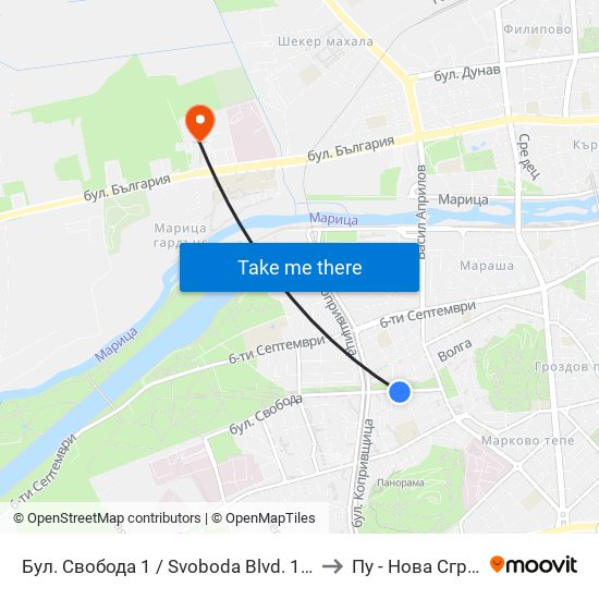 Бул. Свобода 1 / Svoboda Blvd. 1 (245) to Пу - Нова Сграда map