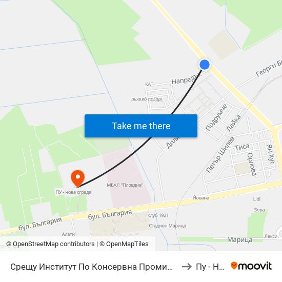 Срещу Институт По Консервна Промишленост / Opposite Institute Of Canning Industry (427) to Пу - Нова Сграда map