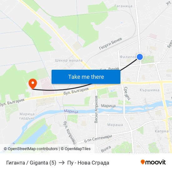 Гиганта / Giganta (5) to Пу - Нова Сграда map