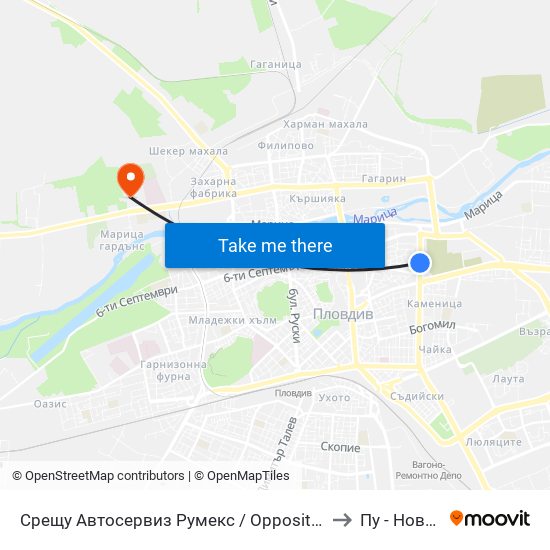 Срещу Автосервиз Румекс / Opposite Rumeks Car Service (437) to Пу - Нова Сграда map