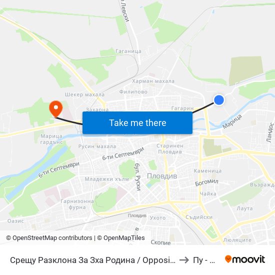 Срещу Разклона За Зха Родина / Opposite the Fork Road To Rodina Paper And Packaging Factory (213) to Пу - Нова Сграда map