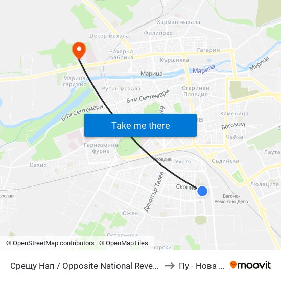 Срещу Нап / Opposite National Revenue Company (289) to Пу - Нова Сграда map