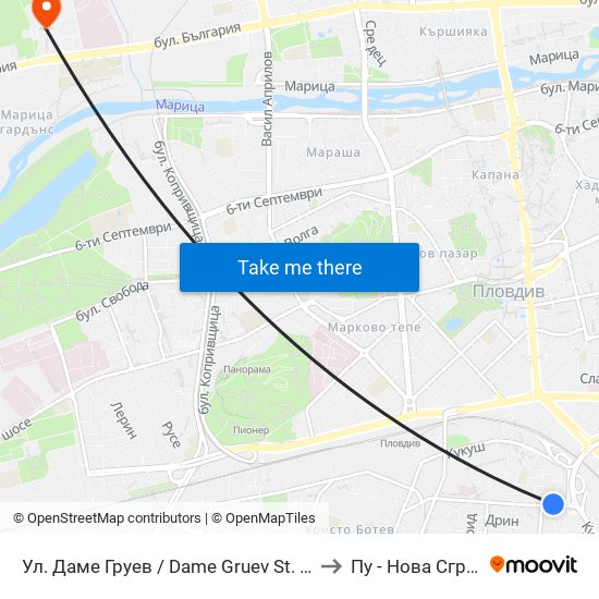 Ул. Даме Груев / Dame Gruev St. (376) to Пу - Нова Сграда map
