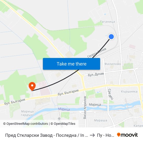 Пред Сткларски Завод - Последна / In Front Of Glass Factory - Last Stop (1017) to Пу - Нова Сграда map