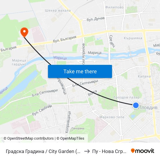 Градска Градина / City Garden (248) to Пу - Нова Сграда map