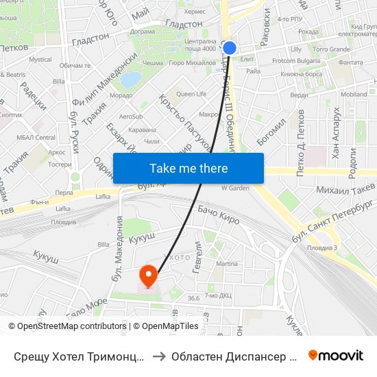 Срещу Хотел Тримонциум / Opposite Trimonthium Hotel (45) to Областен Диспансер За Кожно-Венерически Заболявания map