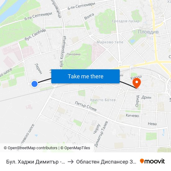 Бул. Хаджи Димитър - Юг / Hadzhi Dimitar St - South (307) to Областен Диспансер За Кожно-Венерически Заболявания map