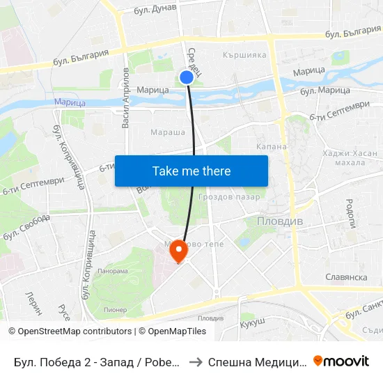 Бул. Победа 2 - Запад / Pobeda Blvd 2 - West (273) to Спешна Медицинска Помощ map