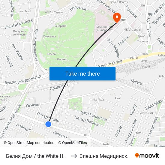 Белия Дом / the White House (201) to Спешна Медицинска Помощ map