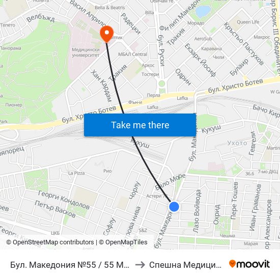 Бул. Македония №55 / 55 Macedonia Blvd. (41) to Спешна Медицинска Помощ map