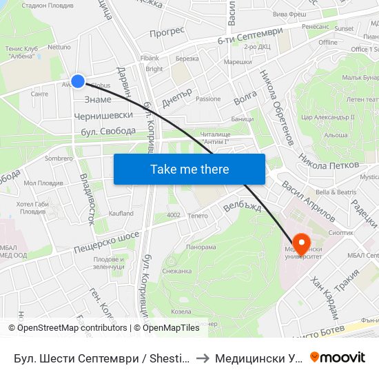 Бул. Шести Септември / Shesti Septemvri Blvd. (240) to Медицински Университет map